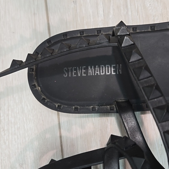 Steve Madden Women Black Gladiator Strappy Sandals Shoes Flats Sz 9 - Picture 5 of 9